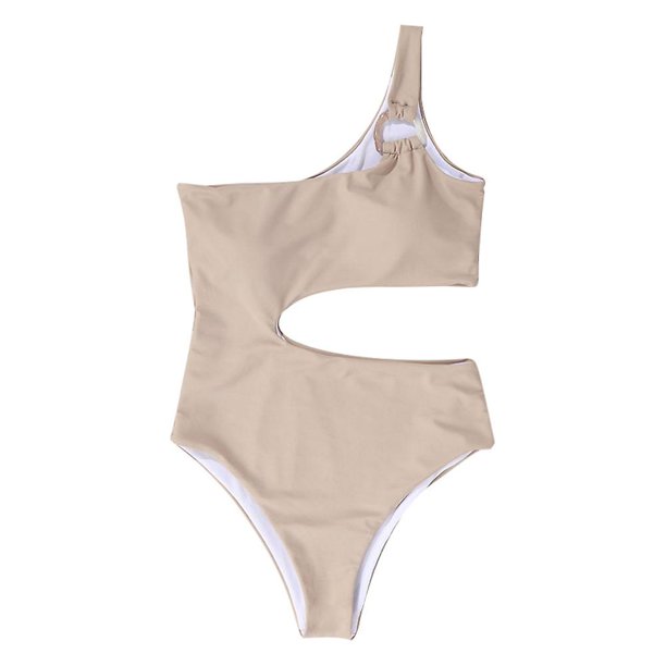 style2 Traje de baño de una pieza para mujer Traje de baño acanalado ahuecado con un solo hombro