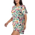 thumbnail image 2 of Bingfone Colorful Spots Print Pajamas Sets for Women Soft Short-Sleeved Pjs with Lounge Shorts Two Piece Sleepwear, 2 of 8