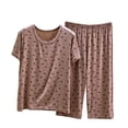 thumbnail image 2 of Bovxnpu Women's Pajamas Set Cotton Loose Floral Short Sleeve Capris Pants Pajamas Set, 2 of 5