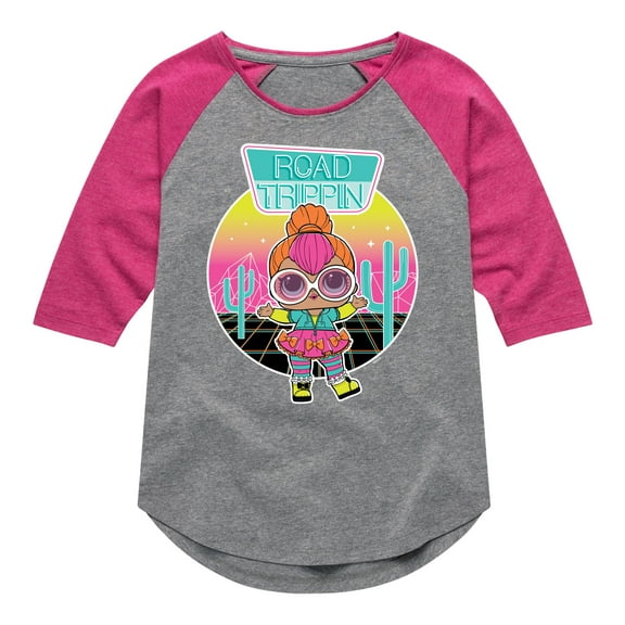 LOL Surprise! Dolls - Road Trippin - Neon QT - Toddler & Youth Girls Raglan Graphic T-Shirt