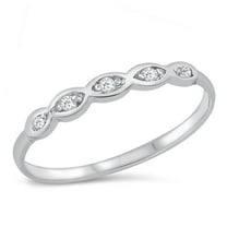 CHOOSE YOUR COLOR Women's Wedding Band White CZ Ring .925 Sterling Silver Jewelry Female Size 9