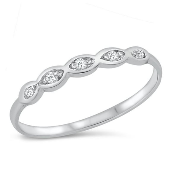 CHOOSE YOUR COLOR Women's Wedding Band White CZ Ring .925 Sterling Silver Jewelry Female Size 9
