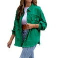 thumbnail image 3 of Women's Basic Button Down Stretch Fitted Long Sleeves Denim Jean Jacket, 3 of 8