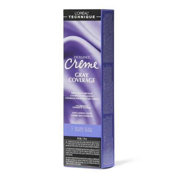 L'Oréal Technique Excellence Crème Permanent Hair Color | Long-Lasting Hair Dye | Rich Formula with No-Drip Application | Superb Gray Coverage | For All Hair Types | Natural Black C30