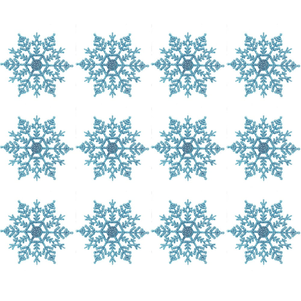 GORGEOUS Christmas Silver & Blue Glittery Snowflake Ornament 