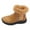 Brown, variant on Womens Furry Mid Calf Snow Boots Fashion Casual Suede Wide Toe Fleece Lined Fuzzy Winter Walking Ankle Booties Blue Size 6