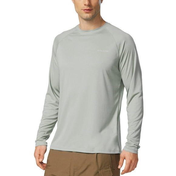 BALEAF Hommes Chemises à Manches Longues Léger UPF 50+ Protection Solaire SPF T-Shirts Pêche Randonnée Running Gris Taille L