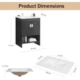 thumbnail image 2 of Bathroom Vanity with Top and Sink, Modern Single Vanity with 2 Soft-Close Doors and Open Shelf, Solid Wood Bathroom Cabinet White Ceramic Basin, 2 of 8
