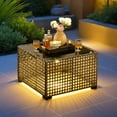 thumbnail image 4 of Ovios 4 Pieces Outdoor Patio Furniture Set with Lighted Coffee Table All-Weather Wicker Rattan Conversation Sofa Set, Dark Gray, 4 of 9