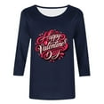thumbnail image 4 of asdoklhq Valentines Day Clothes for Women Day Printed 3/4 Sleeve Crew Neck Fashion Pullover Tops T-Shirt Navy XL, 4 of 5