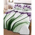 thumbnail image 3 of Quilts Twin XL Size, Purple Tulip Floral Soft Comforter Bedding Set for Bed, Farmhouse Elegant Botanical Flowers Lightweight Quilted Bedspread with Pillow Cover(2 Pieces) for All Season, 68x98 Inch, 3 of 6