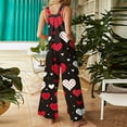 thumbnail image 7 of Fgvctg Valentine's Day Womens Overalls Wide Leg Pant Holiday Overall Love Heart Print Sleeveless Date Night Spaghetti Straps Jumpsuit Romper Bib Overalls Oversized Sprimg Pants With Pockets Black XL, 7 of 7