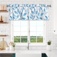 thumbnail image 6 of Drapery Wear Rod Short Curtain 54x18in Filter With Light Feature For Easy Installation Rod Free For Bedroom Kitchen Bathroom\r\n Watercolor Light Blue Leaves (3), 6 of 7