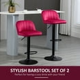 thumbnail image 3 of HOMCOM Adjustable Velvet Swivel Bar Stool, Red (Set of 2), 3 of 9