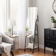 thumbnail image 4 of Full mirror wood flooring style, with storage shelves, white light beads, detachable foldable hanging bar at the back, jewelry storage mirror cabinet - white, 4 of 8