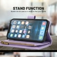 thumbnail image 4 of Dteck Wallet Case for iPhone 14 Pro Max, Premium PU Leather Zipper Flip 9 Card Slots Wallet with Wrist Strap Magnetic Closure Built-in Kickstand Protective Case,Lavender, 4 of 5
