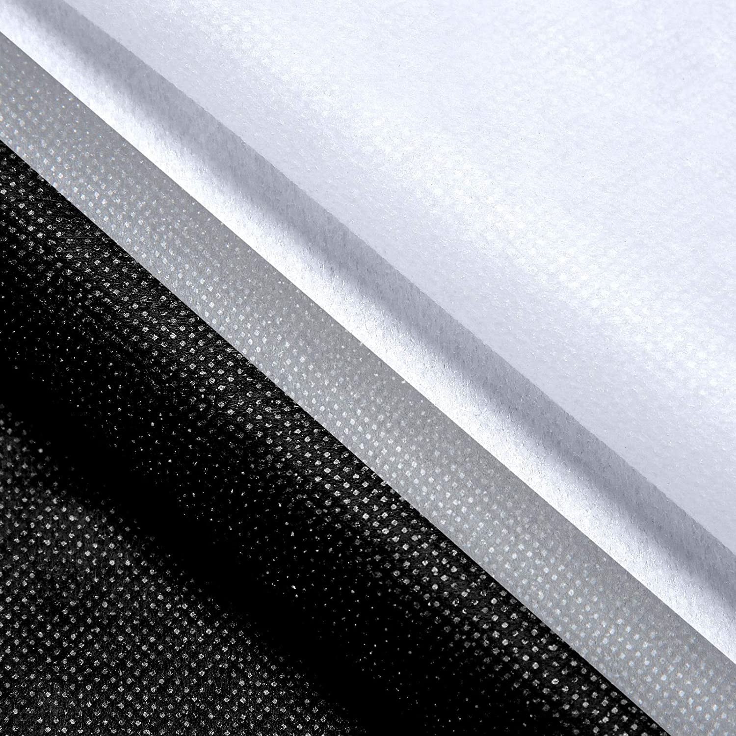 2 Pieces White and Black Fusible Interfacing Lightweight Non-Woven Polyester Interfacing Non-Adhesive Single-Sided Iron on Interfacing for Handwork DIY Craft Supplies 50 x 280 cm 