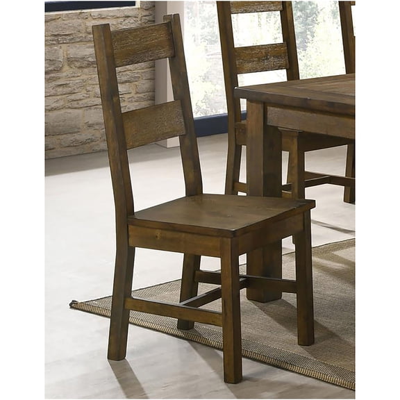 JERFIT Farmhouse Dining Chairs Set of 2, Rustic Wood Ladder Back Side Chairs for Kitchen Dining Room, Golden Brown Finish