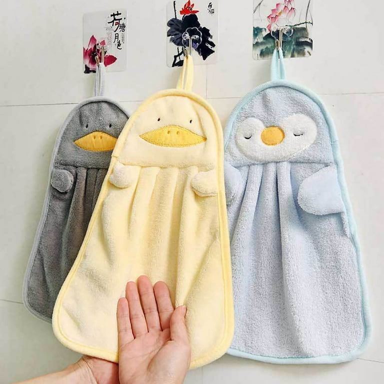 Cute Hand Towels - Ultra Thick Children Bathroom Hand Towels Cartoon  Animals Microfiber Absorbent Hand Towels for Kitchen Bathroom BLUE PENGUIN  