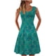 thumbnail image 1 of Vestido casual de verano para mujer, sin mangas, hasta la rodilla, plisado, cuello redondo, estampado Fridja  hjkh2425, 1 of 5