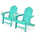 thumbnail image 1 of Patiojoy 2 Pcs Chaise Adirondack Chaise de Foyer Extérieure avec Porte-Gobelet Chaise Longue Résistante aux Intempéries pour Cour Arrière Jardin Patio et Terrasse Turquoise, 1 of 8