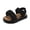 Black, variant on Girls Ruched Strap Sandals, Hook-and-Loop Soft Sole Summer Shoes, Lightweight Casual Flat Sandals for Kids