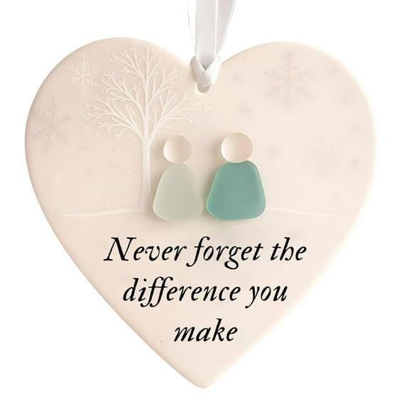 BingTong Heart-Shaped Sea Glass Friendship Decor,Heart Ornament For Christmas Tree Hanging Ornaments,Sea Glass Art Friendship Heart Ornament For Christmas Hanging Ornaments D