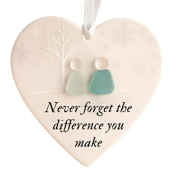 Heart-Shaped Sea Glass Friendship Decor Friendship Heart Keepsake Friendship Heart Ornament For Christmas Tree Hanging Ornaments