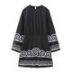 thumbnail image 3 of TEELYNN Vestido suelto informal con bordado étnico para mujer, vestido vintage acampanado de manga larga, vestidos oversize, vestidos de playa bohemios de otoño, 3 of 5
