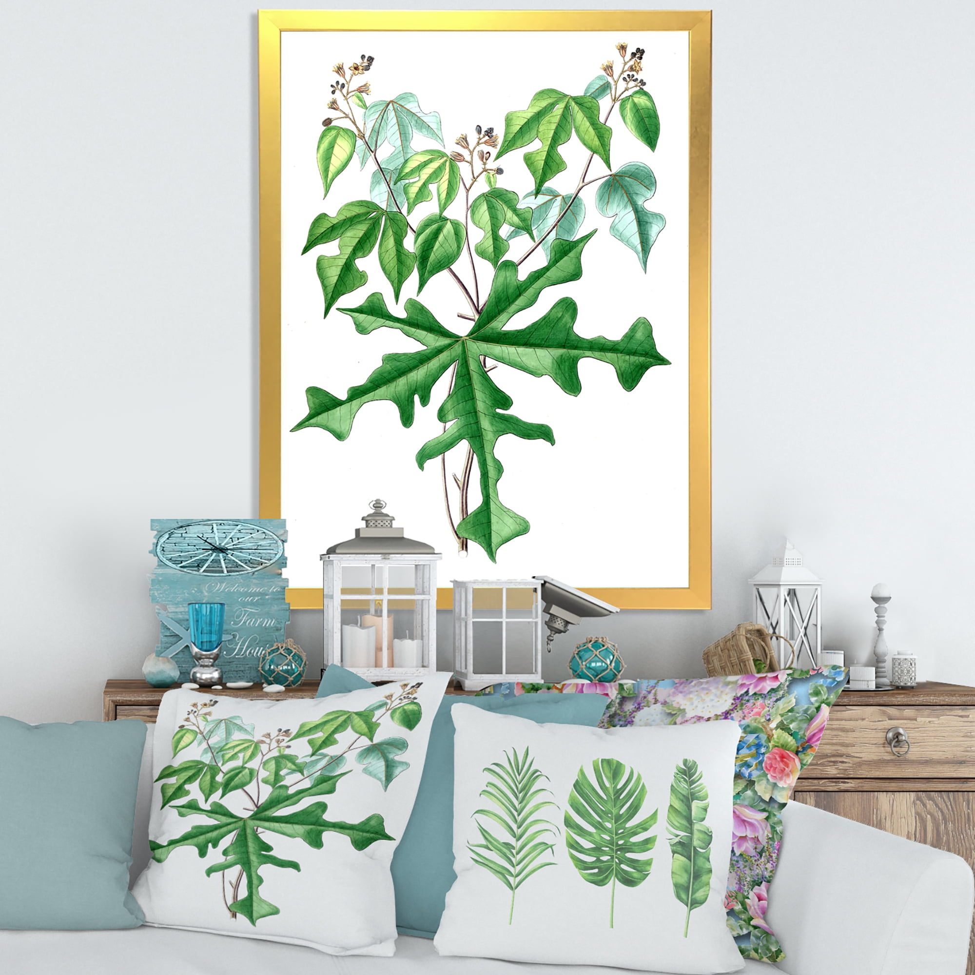 Designart 'Ancient Drawing of Wild Plants' Traditional Framed Art Print