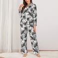 thumbnail image 2 of Fotbe Hawaii Palms Pattern Long Sleeve Pajama Set for Women,Sleepwear Set,2-piece Loungewear Set,Soft PJs Comfy Nightwear with Pockets -XX-Large, 2 of 7
