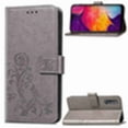 thumbnail image 4 of Dteck Case For Samsung Galaxy A70 Wallet Case, Wallet Flip Folio Case Kickstand Card Slots Embossed Four-leaf Clover PU Leather Wallet Shockproof TPU Bumper Ultral Slim Cover - Gray, 4 of 7