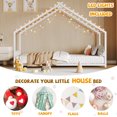 thumbnail image 5 of Bellemave Twin Size Metal House Bed with Roof and LED Lights Montessori House Bed with Headboard and Footboard Floor Bed Frame with Slats (Twin, White), 5 of 10