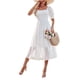 thumbnail image 2 of SAYOO Vestido largo de verano para mujer, manga corta, cuello cuadrado, sin espalda, vestido de lunares suizos SAYOO  Vida cotidiana, 2 of 6