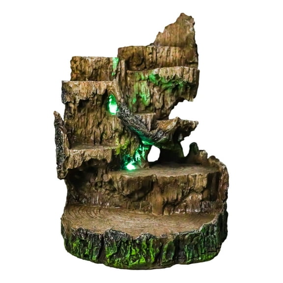 Rustic Forest Tree Steppes Faux Wooden LED Display Stand Figurine For Miniatures