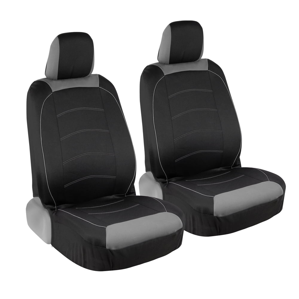 Motor Trend Two Tone Front Seat Covers with Waterproof Rear Bench Cover in Black & Gray - Universal Fit for Car Truck Van SUV