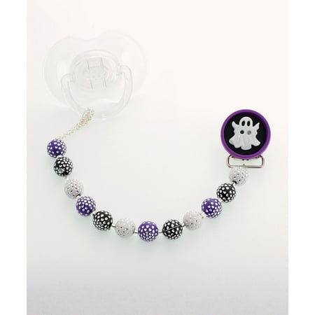 Holiday White Ghost Pacifier Clip