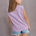 thumbnail image 3 of Inglocry Girls Summer Casual Tops Short Sleeve Textured T Shirts Cute Comfy Tees Summer Fashion Summer Tops For Teens Light Purple 9-10Y, 3 of 4