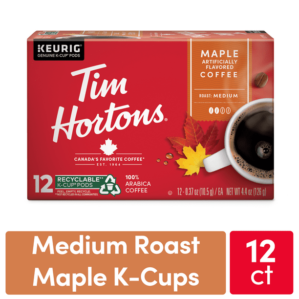 Tim Hortons Maple Flavored KCup Coffee Pods, Recyclable, 12ct for