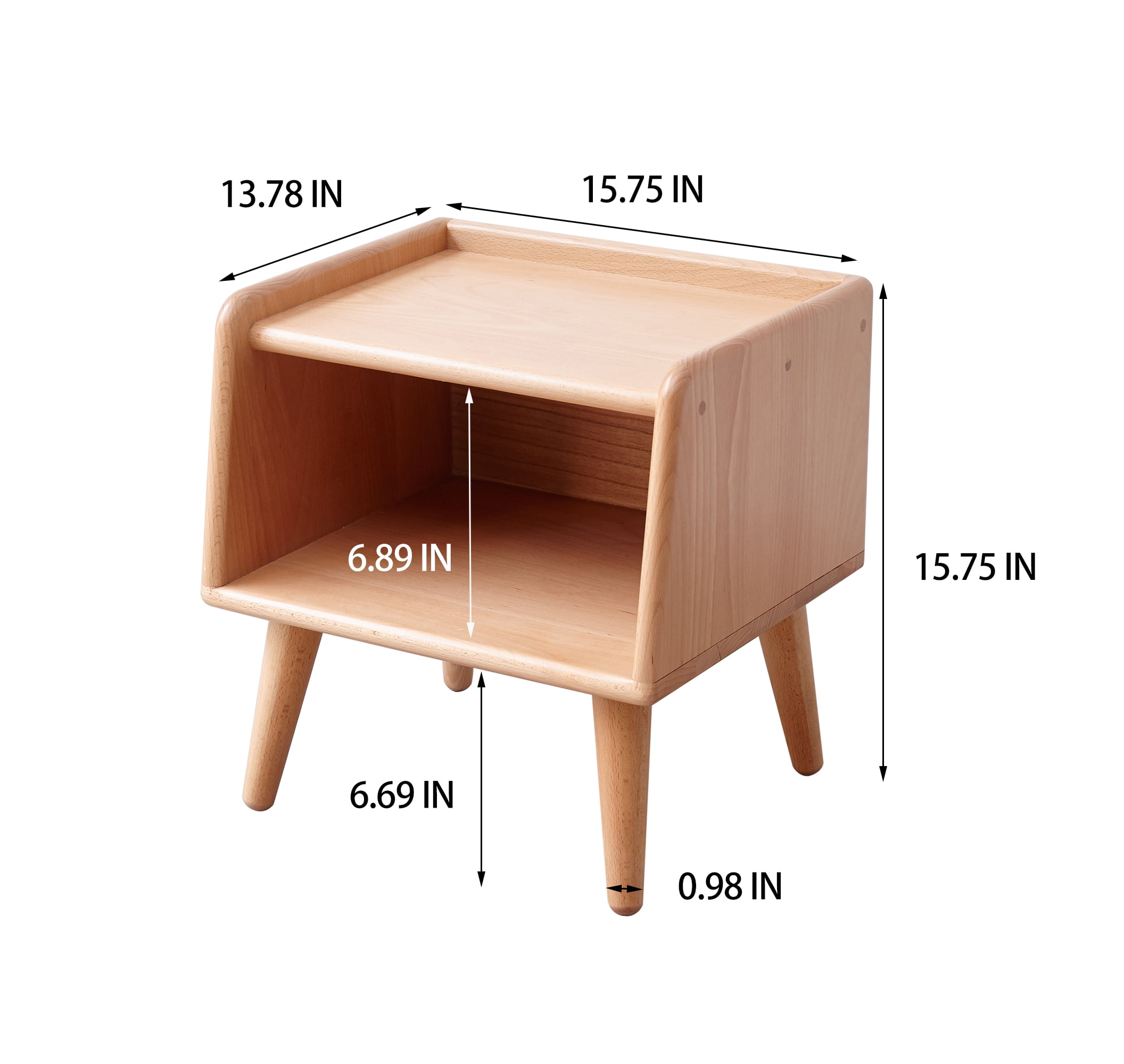 MAYEERTY European Beech Wood Nightstand – Modern Simple Design, 15.75 x 15.75 x 13.78 in