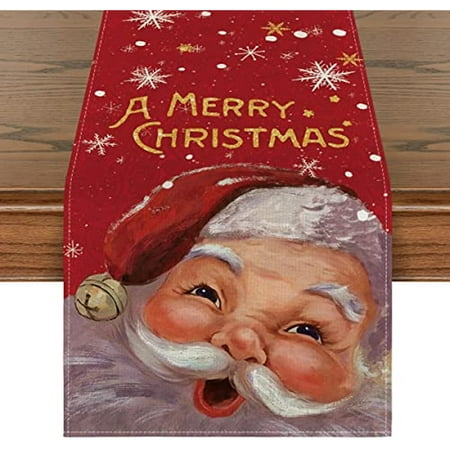 

Christmas Decoration Table Runner Red Plaid Snowman Print Table Runner for Home Party Dinner Decoration Coffee Table Decoration