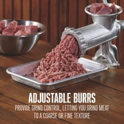 Weston #10 Manual Tinned Meat Grinder and Sausage Stuffer, 4.5mm & 10mm plates, and 3 sausage funnels, Silver