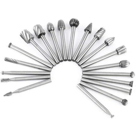 

Rotary Burrs 20Pcs Tungsten Steel Milling HSS Milling Cutter Woodworking Router Tool with 1/8 3mm Shank for Rotary Tool Accessories for DIY Carpentry Engraving Drilling