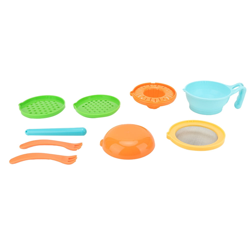 9PCS/Set Baby Food  Grinder Manual Food Grinding Bowl Baby Puree Making Tool (Blue)