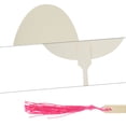 thumbnail image 3 of Unique Bargains 1Pc Portable Double-Sided Long Handle Round Xuan Paper Folding Fan for Wedding Xuan Paper Bamboo Beige [Double-Sided Long Handle Round Thousand-Leaf], 3 of 3