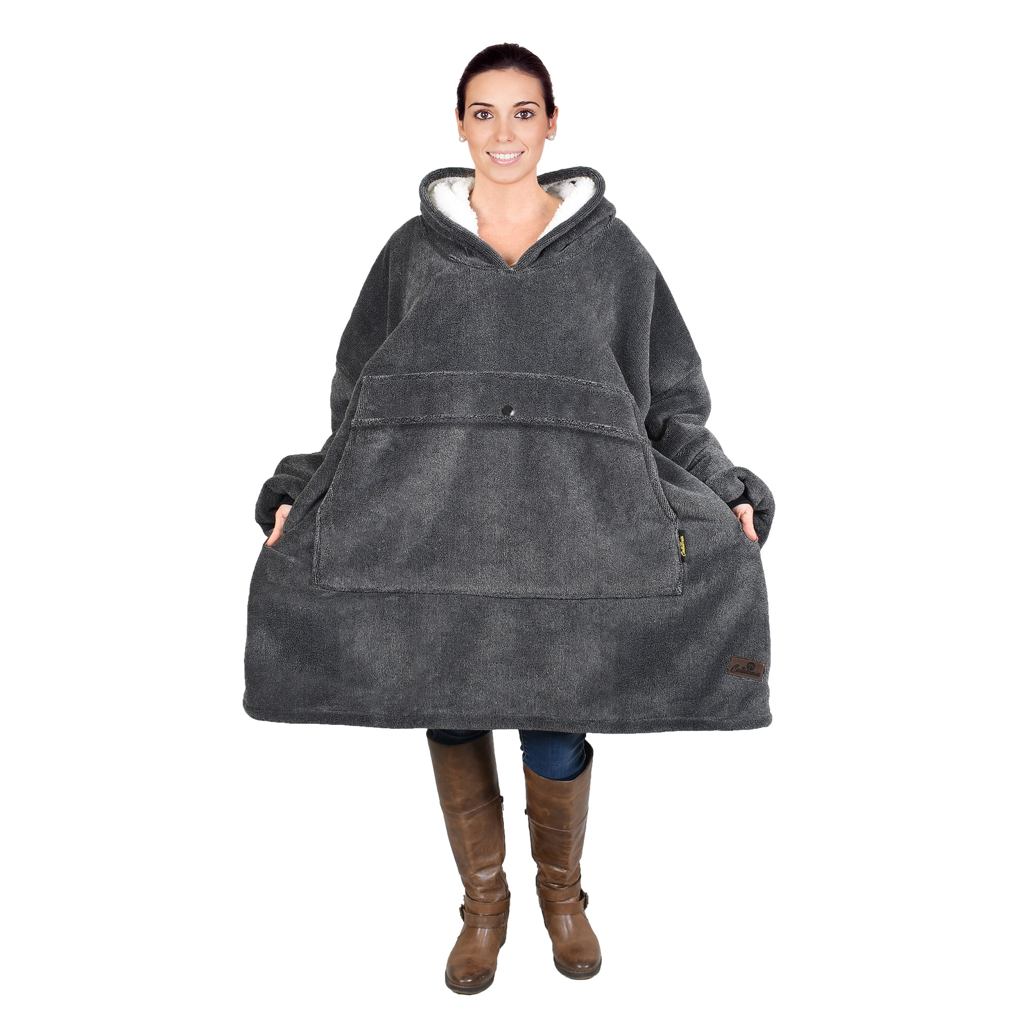 Catalonia Oversized Wearable Blanket Hoodie Sweatshirt, Comfortable Sherpa Lounging Pullover for Adults Men Women Teenagers Wife Girlfriend Gift