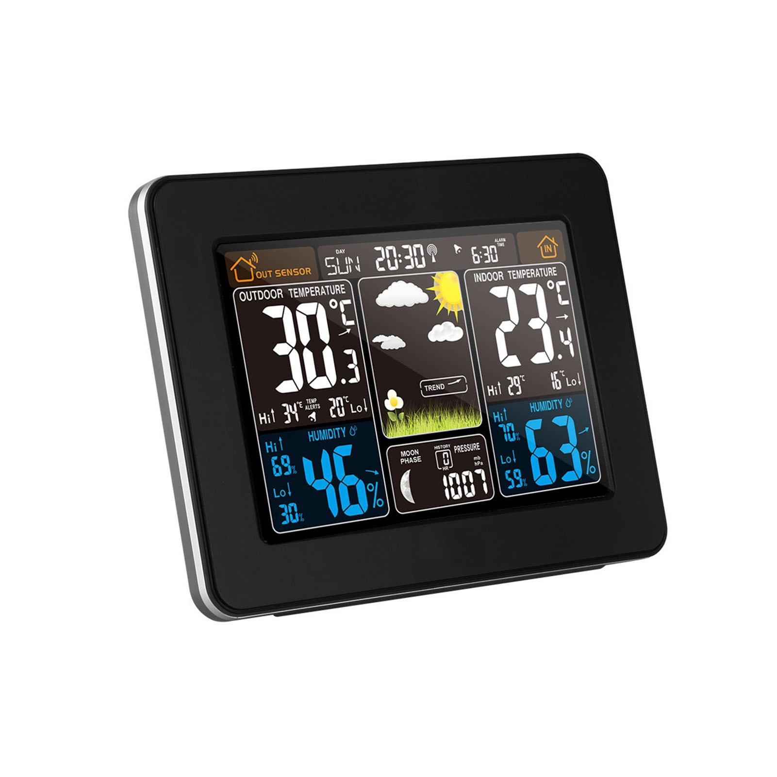 Weather Station LCD LED Screen Weather Clock Indoor Outdoor Wireless Sensing Color Display ,Easy to Operate