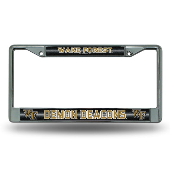Wake Forest Demon Deacons Sparkly Glitter Bling Look Chrome License Plate Frame