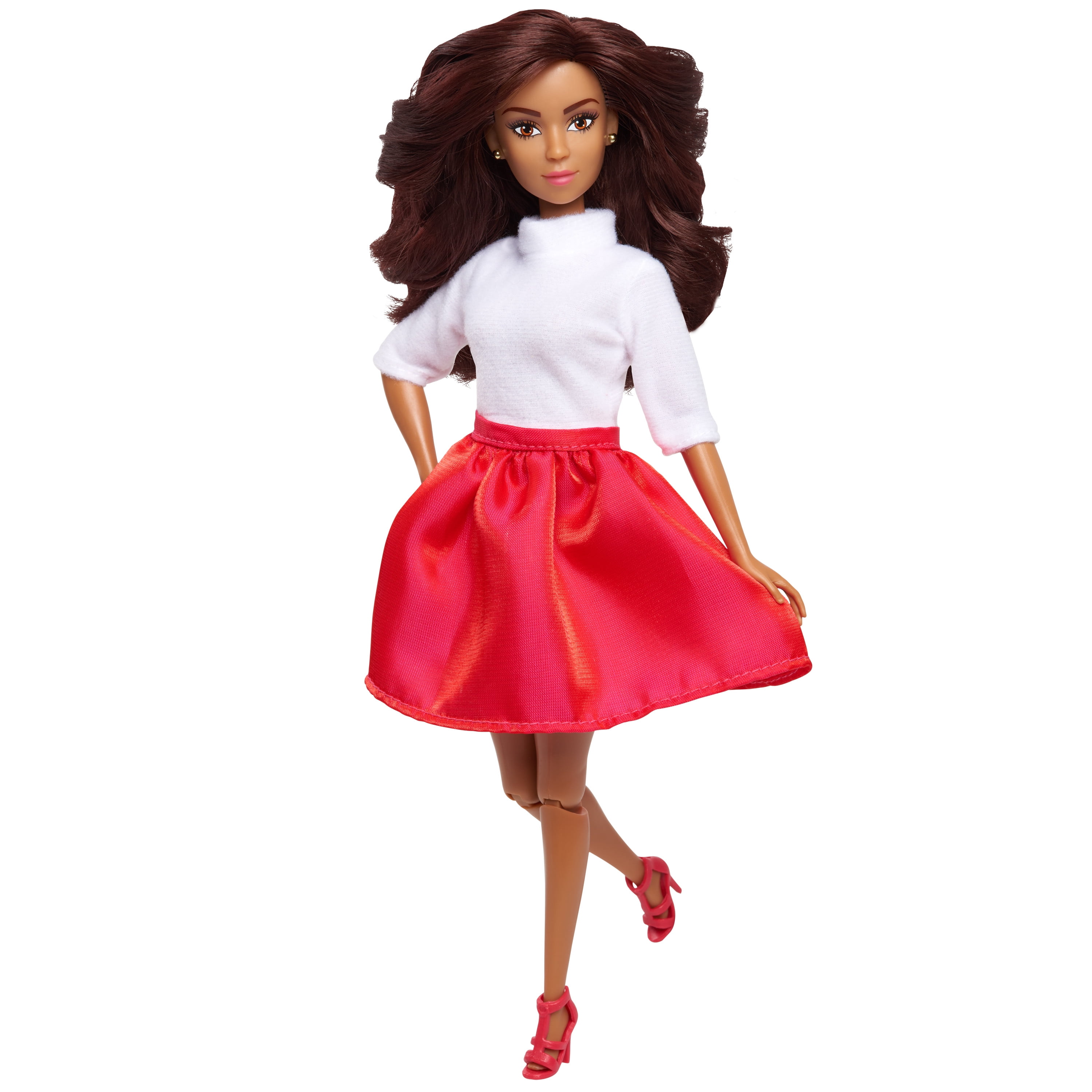 The Fresh Dolls Fresh Dolls Lexi Fashion Doll, 11.5-inches tall, white shirt and red skirt, brown hair,  Kids Toys for Ages 3 Up, Gifts and Presents