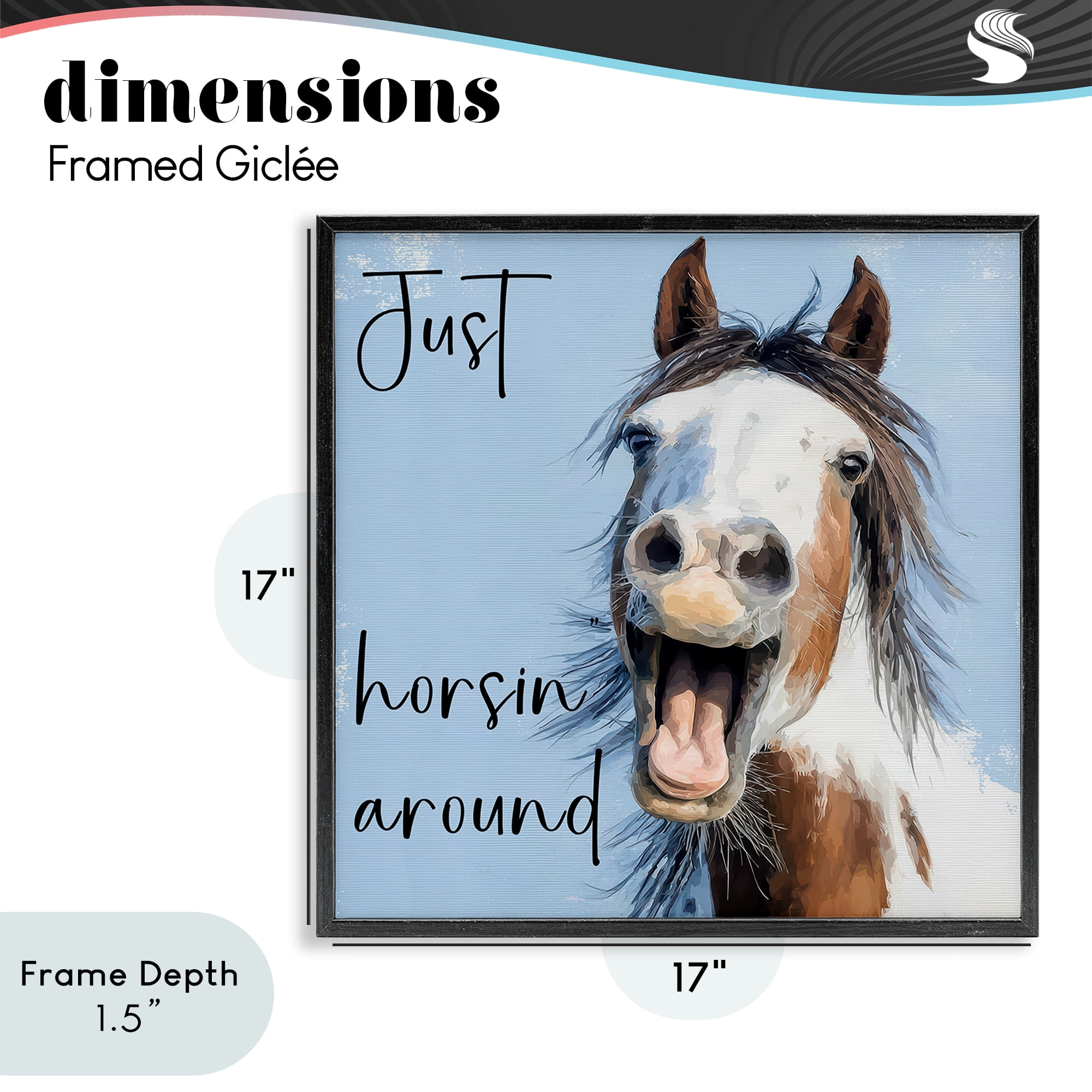 Stupell Industries Just Horsin' Around Black Framed Giclee Art, design by Kim Curinga